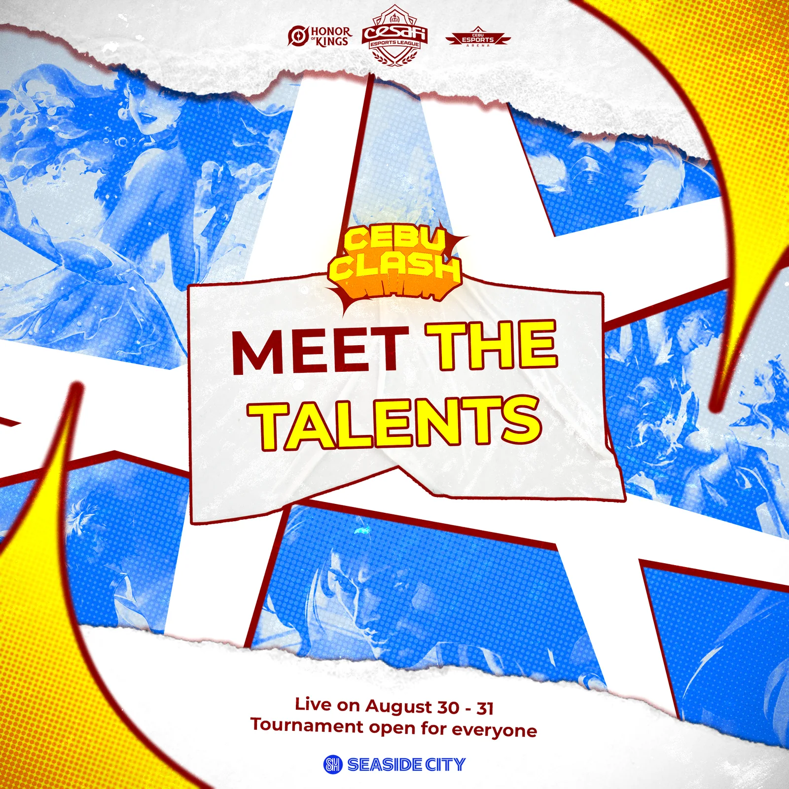 Meet the talents pubmat with torn paper banner