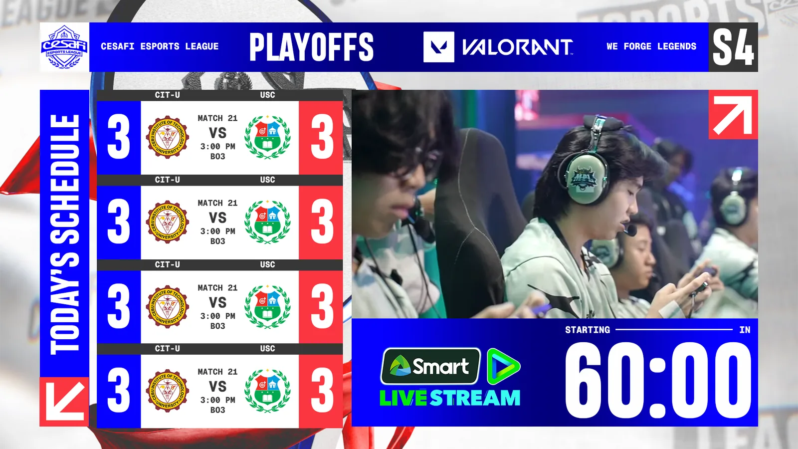 L-bar overlay with today's schedule and a countdown