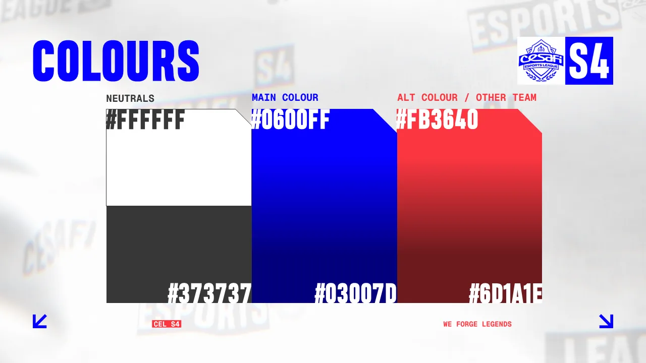 Colour slide with white, electric blue and red